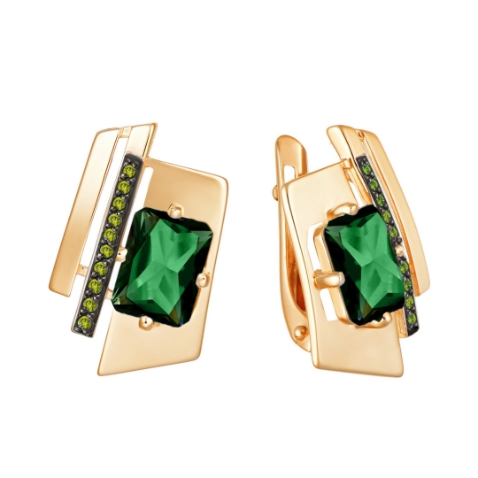 Серьги из золота с ситаллами параиба и фианитами