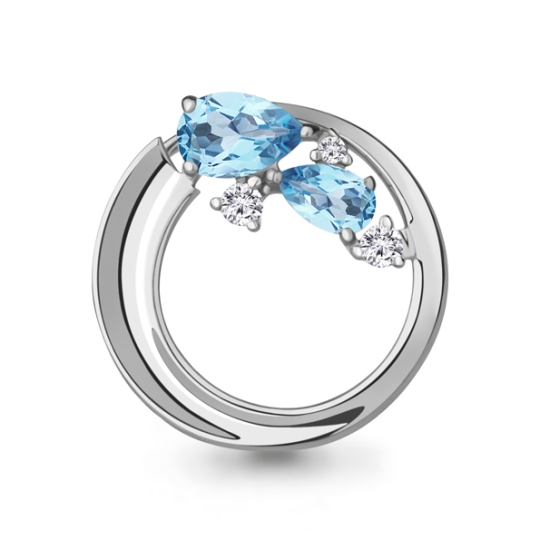 Подвеска из серебра с агатами и фианитами