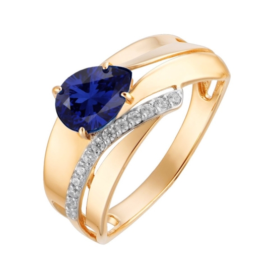 Кольцо из золота с гранатом и фианитами