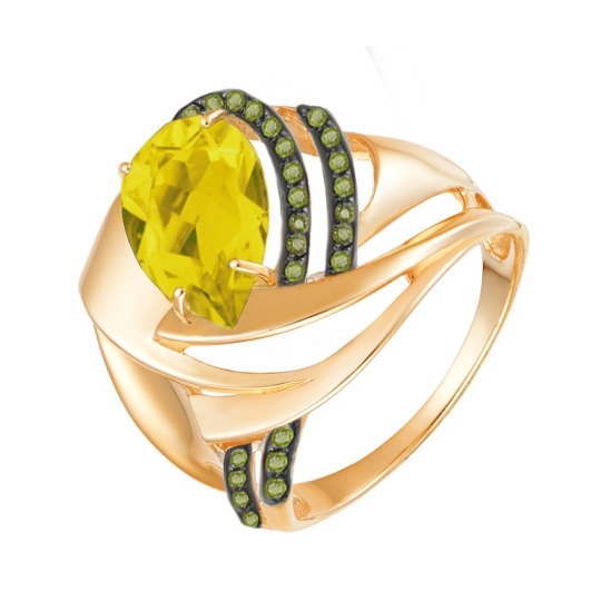 Серьги из золота с ситаллами султанит и фианитами