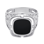 Кольцо-печатка из серебра с ониксом
