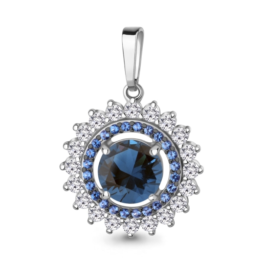 Подвеска из серебра с ювелирными кристаллами и фианитами