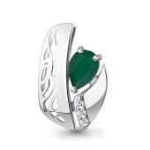 Подвеска из серебра с агатом и фианитами