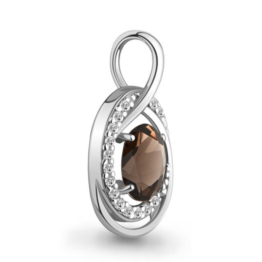 Подвеска из серебра с гранатом и фианитами