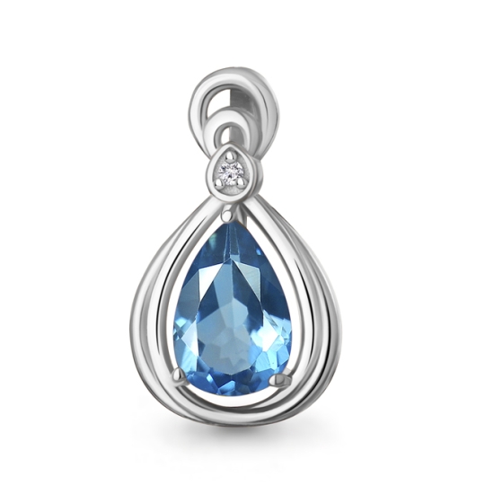Подвеска из серебра с топазом и фианитом
