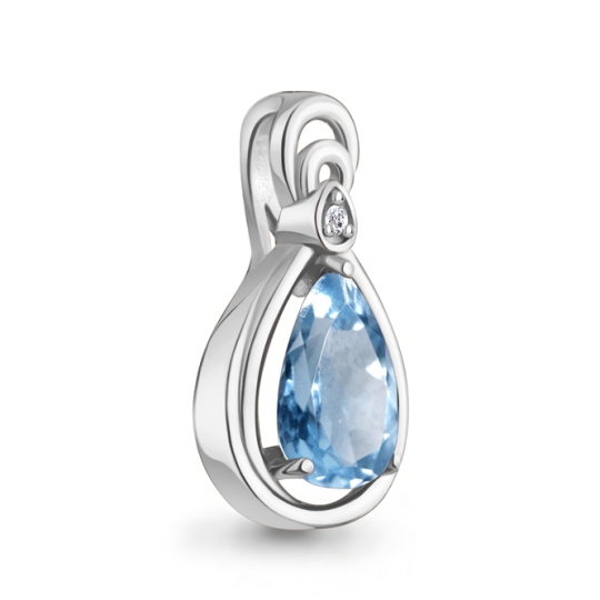 Подвеска из серебра с топазом и фианитом