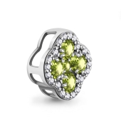 Подвеска из серебра с хризолитами и фианитами