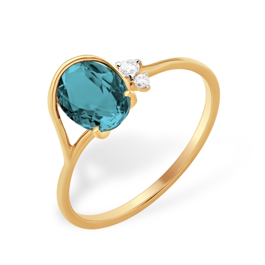 Кольцо из золота с топазом и фианитами
