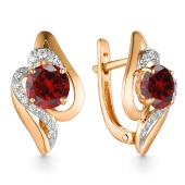 Серьги из золота с гранатами и фианитами