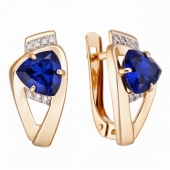 Серьги из золота с сапфирами и фианитами