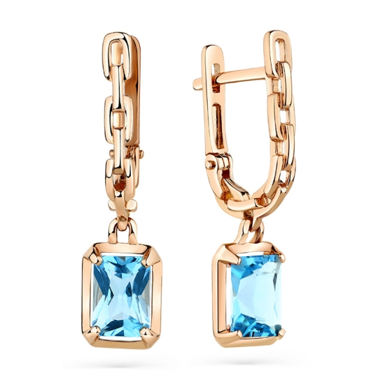 Серьги из золота с гранатами и фианитами