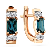 Серьги из золота с топазами London и фианитами