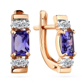 Серьги из золота с ситаллами танзанит и фианитами