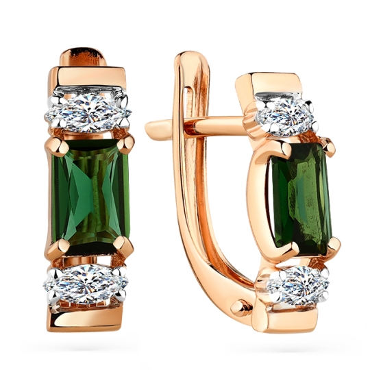 Серьги из золота с топазами Swiss и фианитами