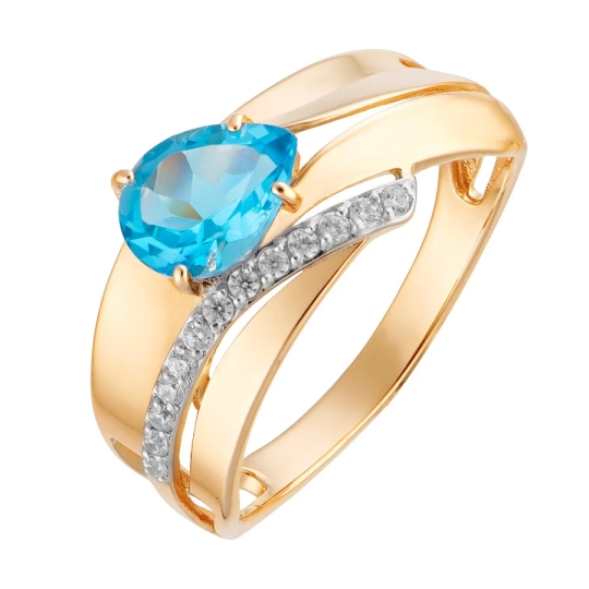 Серьги из золота с топазами Swiss и фианитами