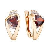 Серьги из золота с гранатами и фианитами