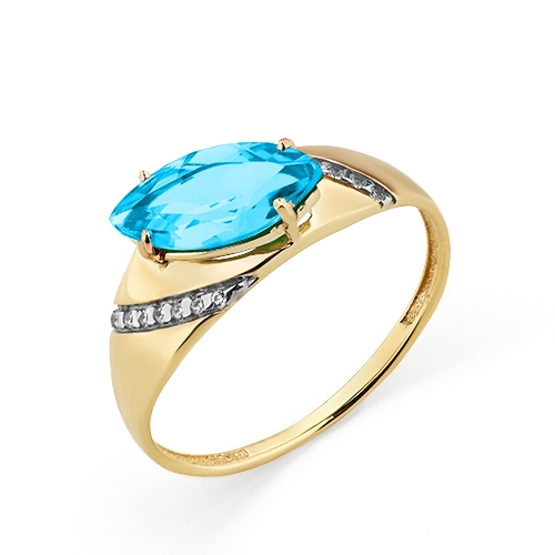 Кольцо из золота с цитрином и фианитами