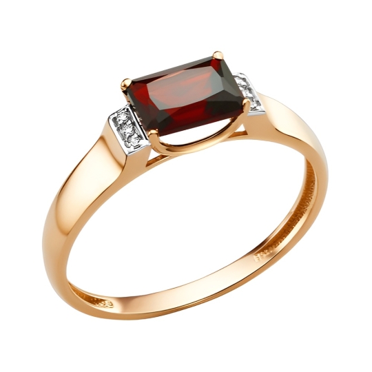 Кольцо из золота с ситаллом турмалин и фианитами