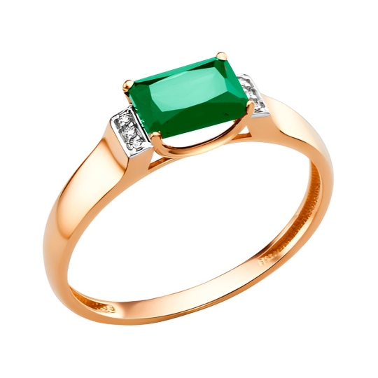 Серьги из золота с ситаллами турмалин и фианитами