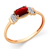 Кольцо из золота с гранатом и фианитами