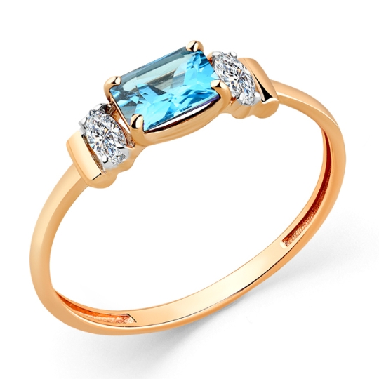 Кольцо из золота с ситаллом турмалин и фианитами