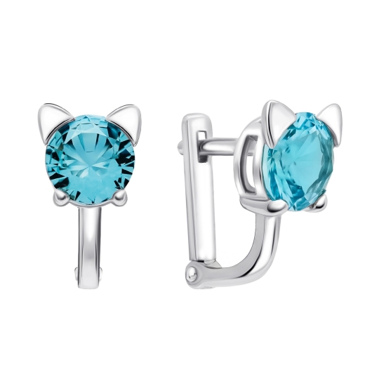 Серьги из серебра с фианитами