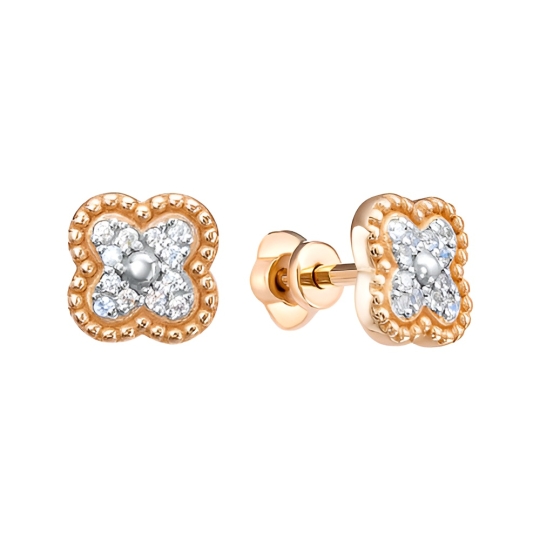 Серьги из лимонного золота с фианитами