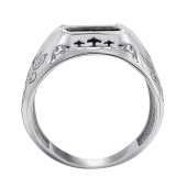 Кольцо-печатка из серебра с ониксом