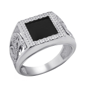 Кольцо-печатка из серебра с ониксом