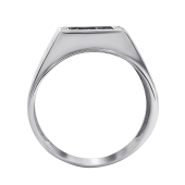 Кольцо-печатка из серебра с ониксом и фианитами