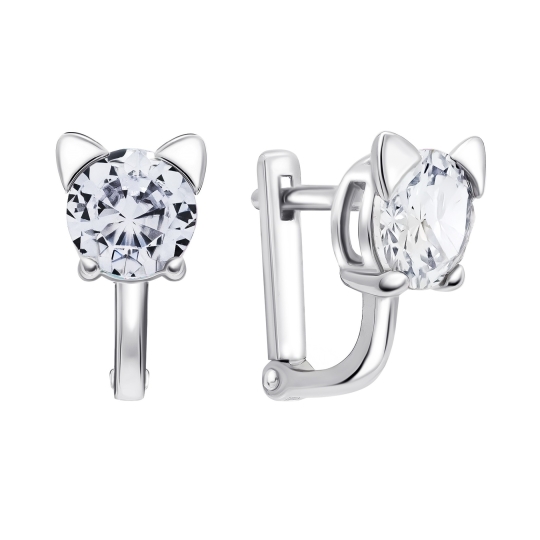 Серьги из серебра с фианитами