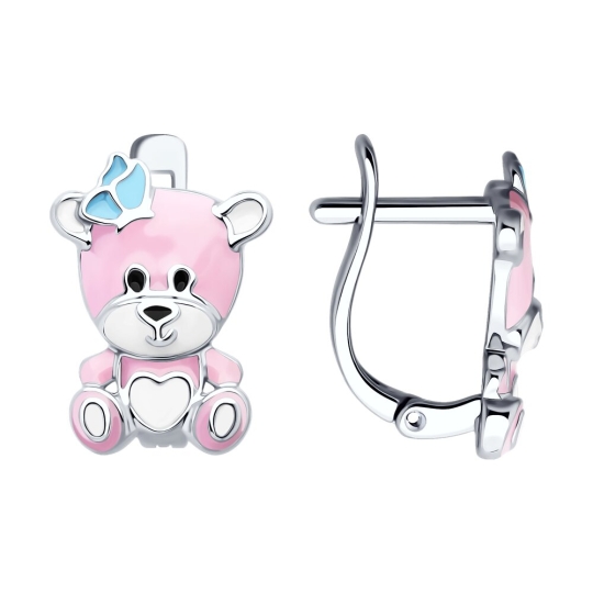 Серьги из серебра с фианитами