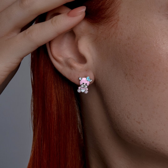 Серьги из серебра с фианитами