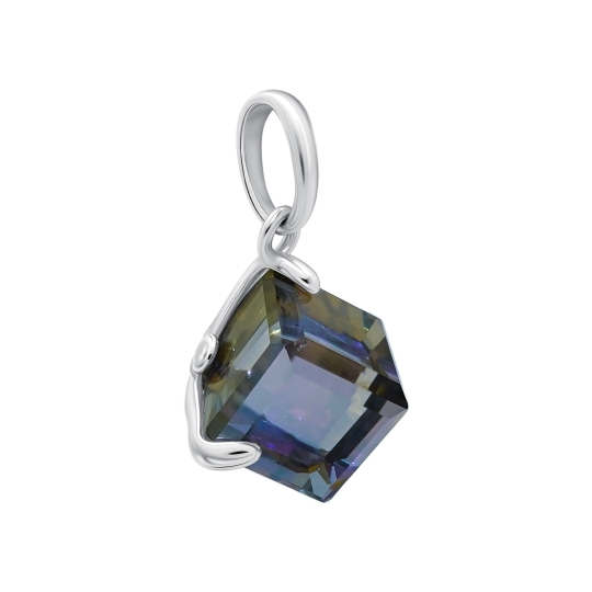 Подвеска - брошь из серебра с фианитами и эмалью