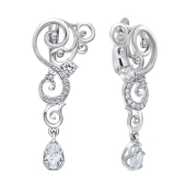 Серьги из серебра с фианитами