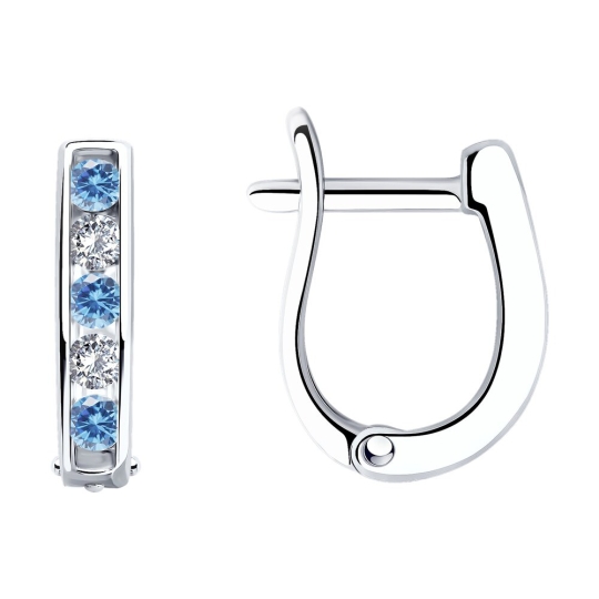 Серьги из серебра с ювелирными кристаллами