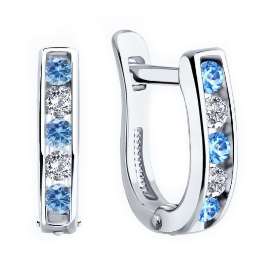 Серьги из серебра с ювелирными кристаллами