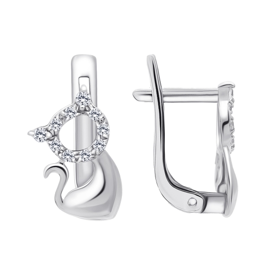 Серьги из серебра с фианитом