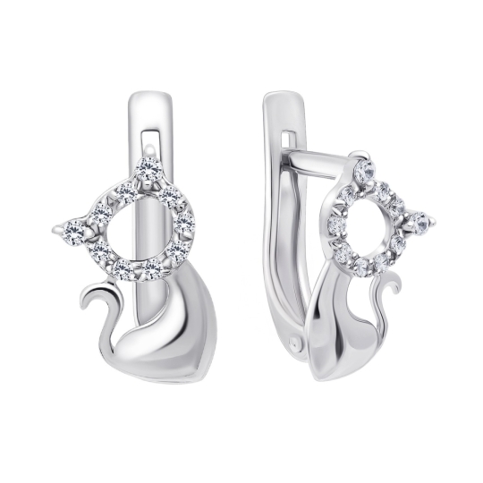 Серьги из серебра с фианитом