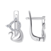 Серьги из серебра с фианитами