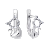 Серьги из серебра с фианитами