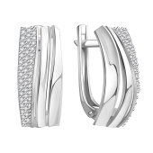 Серьги из серебра с фианитами 