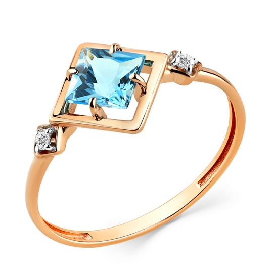 Кольцо из золота с бриллиантами и рубином