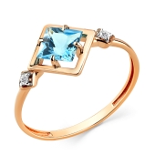 Кольцо из золота с топазом Swiss и фианитами