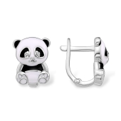 Серьги из серебра с эмалью и фианитами