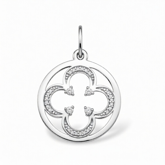 Подвеска из серебра с рубиновым корундом и фианитами "Мишка"