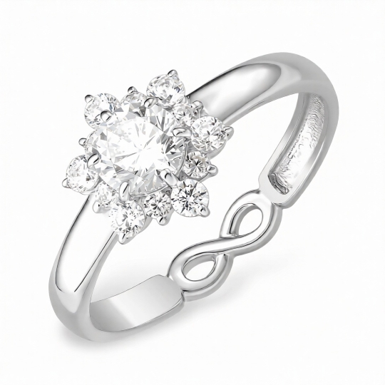 Кольцо из серебра с ювелирным кристаллом и фианитами