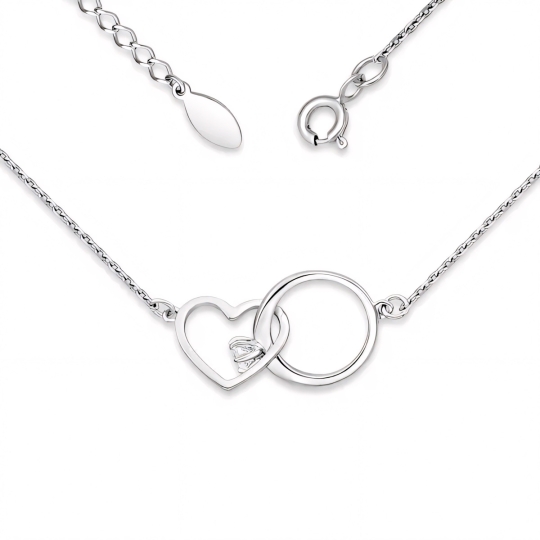 Колье-леска со вставками из серебра с фианитом