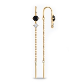 Серьги из золота с ониксами и фианитами