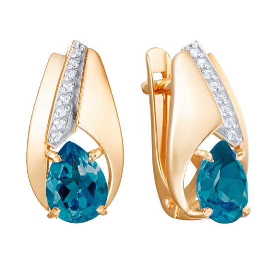 Кольцо из золота с топазом London и фианитами